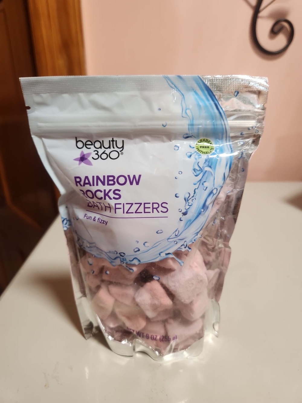 beauty 360 Rainbow Rocks Bath Fizzies Rainbow Pink 9 oz Paraben/Phthalate-Free